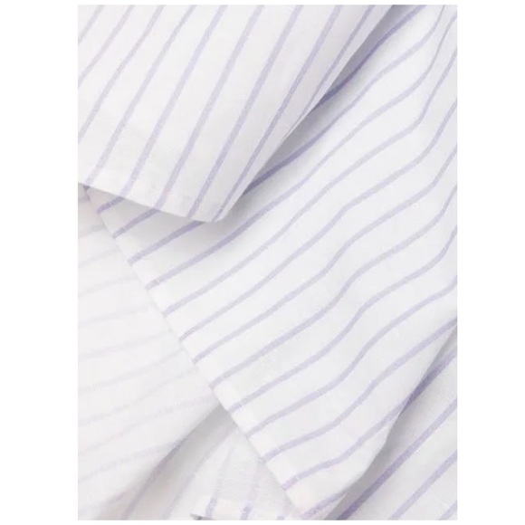 Harshman Coastal Gruner Off Shoulder Linen Blend Top White & Lavender Stripe 3X - Picture 8 of 13